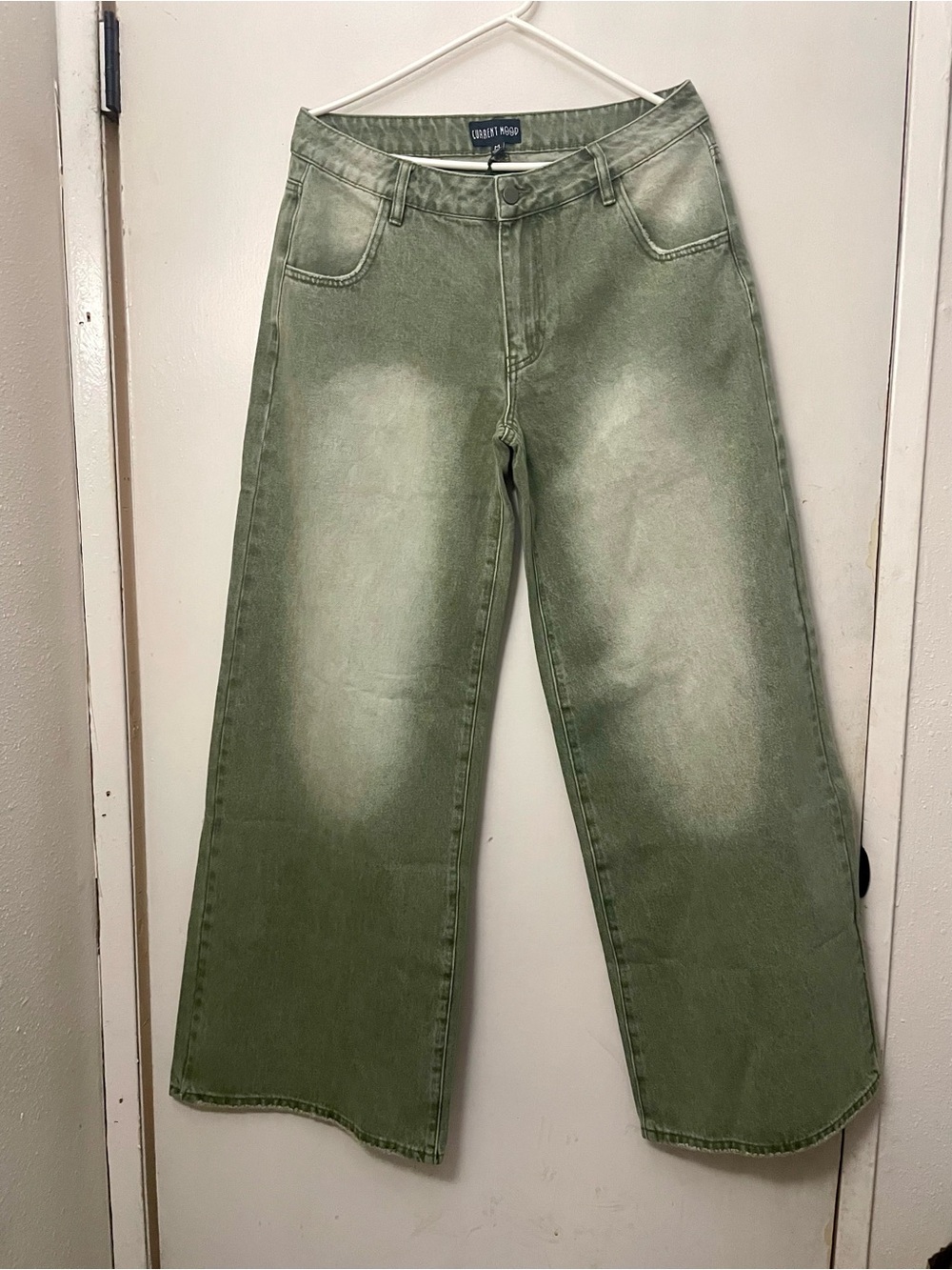 Dolls kill Current Mood Wide Leg  Green Jeans Size Medium New With Tags